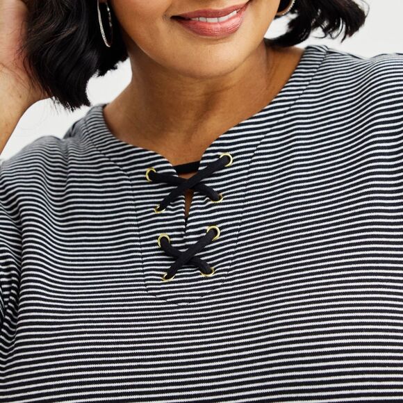 Croft & Barrow® Lace-Up Split Neck Top XXL NWT - Picture 7 of 7